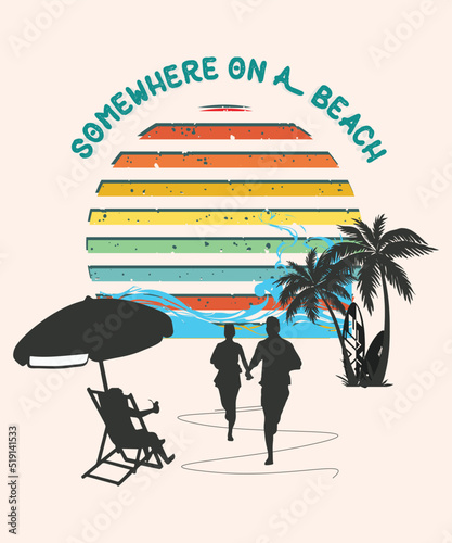 Somewhere on a beach t shirt design 
