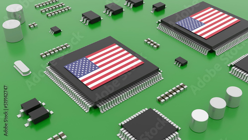 CHIPS Act concept 3d illustration. Incentives for chipmakers to build plants in the U.S.