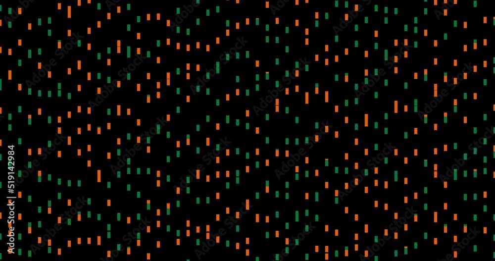 Abstract multicolor pattern of dots matrix animated in loop over solid color background. Oscillating movement as data transfer concept. Abstract background for digital technology concept. Network