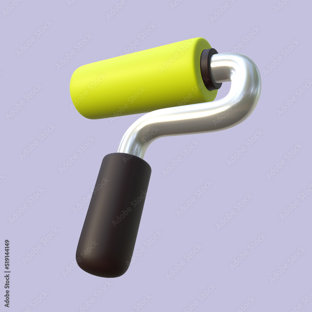 Paint Roller 3D Render with Stylized Style Paint Roller 3D Render with Stylized Style