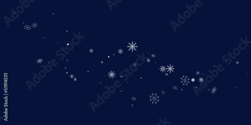 White delicate openwork snowflakes are scattered on a blue background. Festive background, postcard design, wallpaper