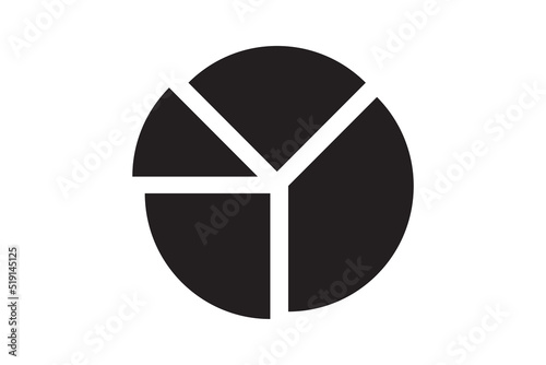 Round graphic fraction circle shape vector element. Geometric diagram division section icon.