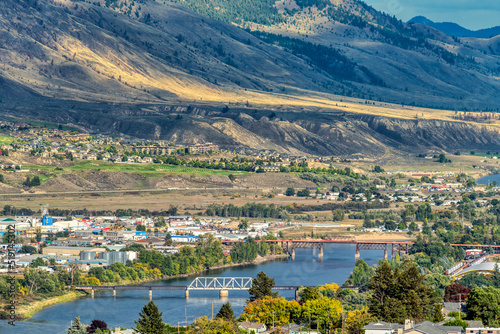 Bird view of Kamloops city on summer evening time