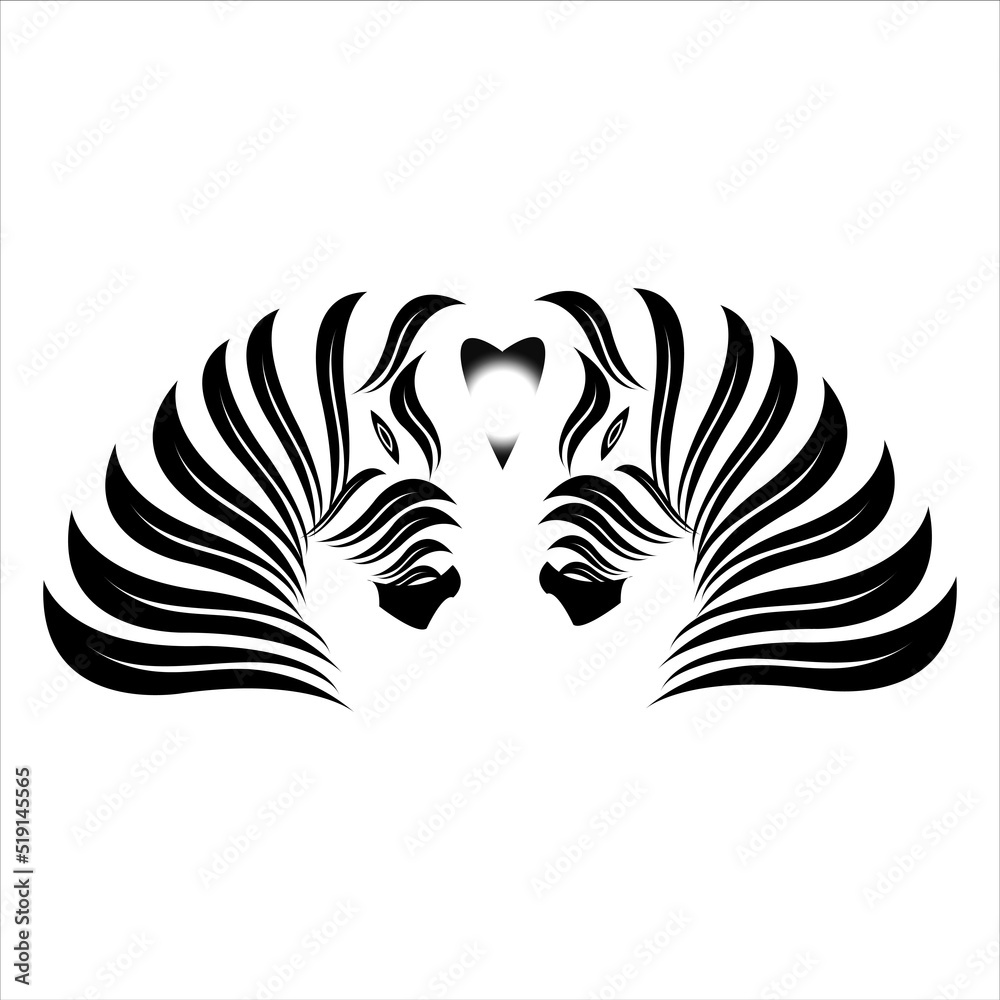 Obraz premium Two head zebra leaf icon logo