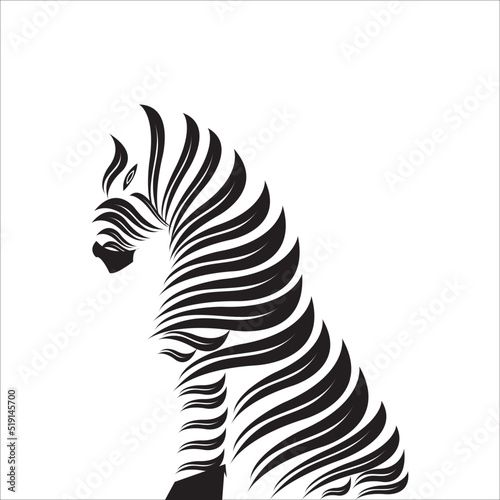 Sitting zebra leaf icon design modern