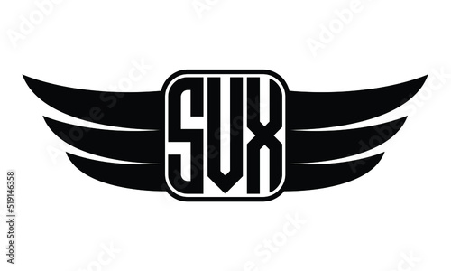 SVX three Letter wing minimalist creative concept icon eagle symbol professional logo design, Vector template photo