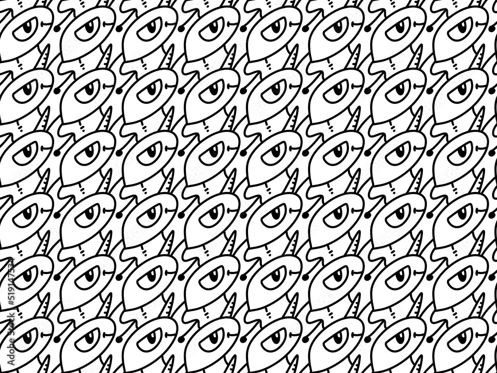 seamless pattern of cute monster cartoon