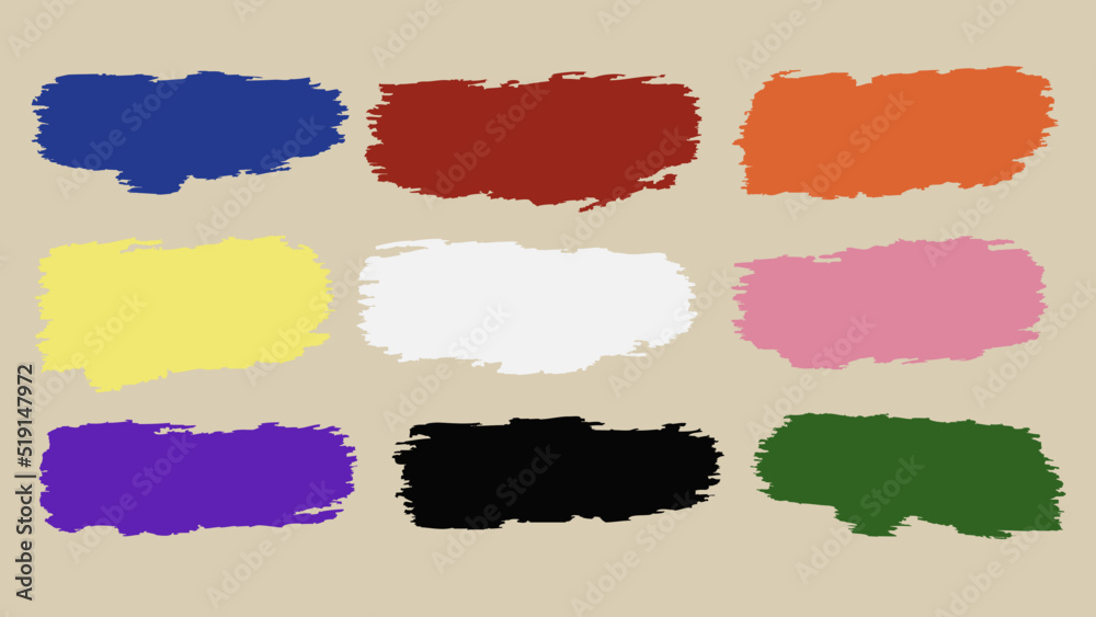 set of colorful brushes strokes