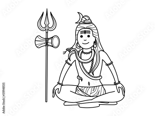 Children's coloring book - little god Shiva.
