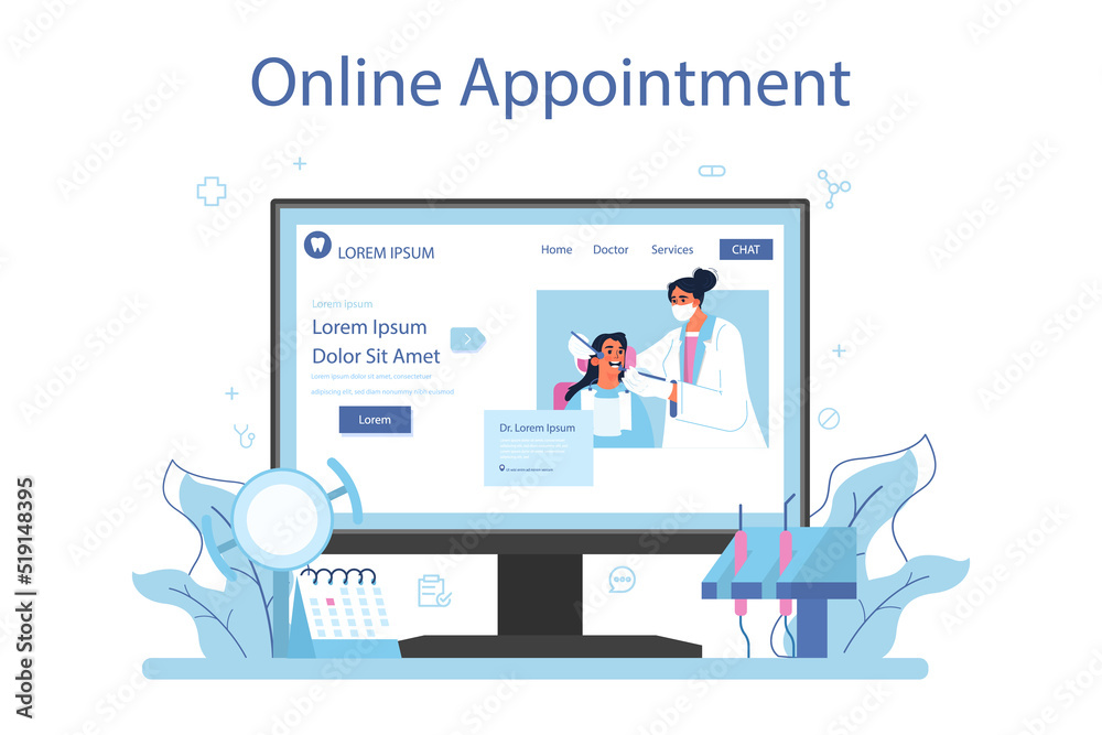 Dentist concept online service or platform. Dental doctor