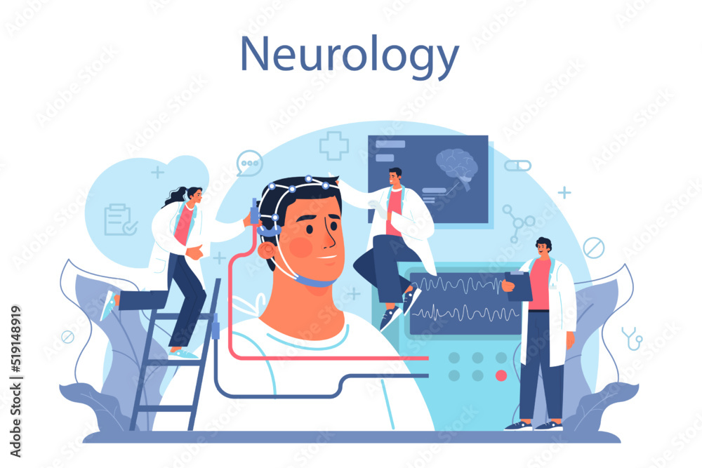 Neurologist concept. Doctor examine and treat human brain