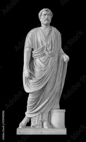 Roman emperor Antoninus Pius statue isolated over black background with clipping path photo