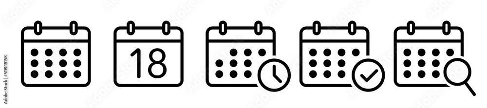 Set of calendar symbol in line style Set of calendar symbol in line style