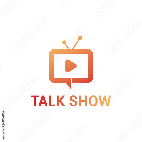 Talk Show, TV Channel, Media, Television, Content Creator Icon Logo Design Concept