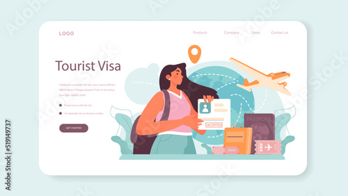 Traveling abroad web banner or landing page. Visa application