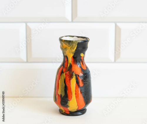 Mid-century modern design ceramic vase isolated