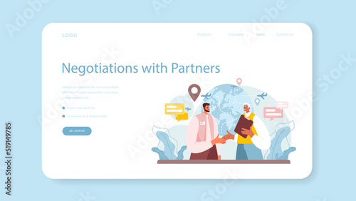 Travel agency web banner or landing page. Transfer, tourists