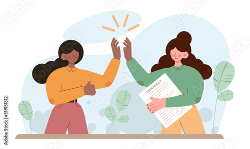 Deal concept. Entrepreneurs setting an official contract. Idea