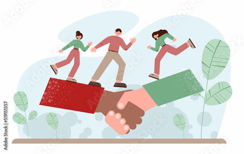 Deal concept. Entrepreneurs setting an official contract. Idea