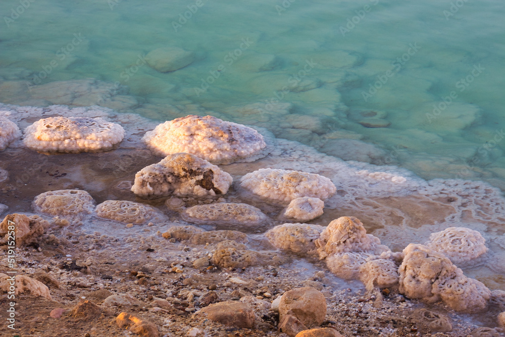 Dead Sea water and salt deposits