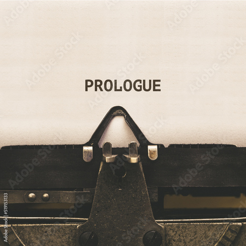 Obraz na płótnie Prologue headline written on vintage type writer from 1920s w salonie