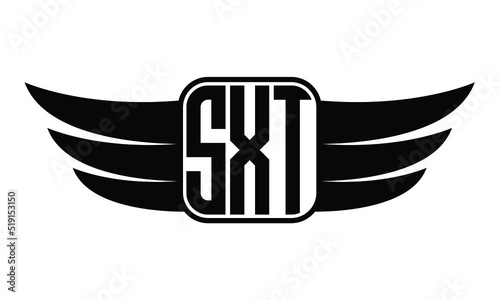 SXT three Letter wing minimalist creative concept icon eagle symbol professional logo design, Vector template photo