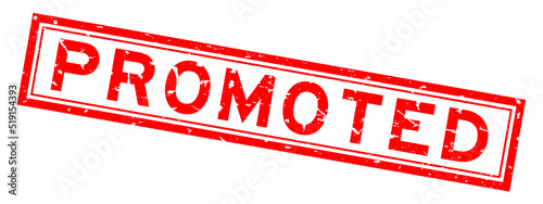 Grunge red promoted word square rubber seal stamp on white background