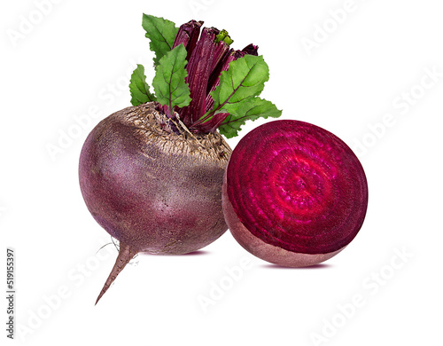 Beetroot with leaves isolated on white background