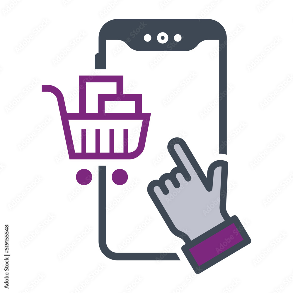 Fototapeta premium Mobile, cart, basket icon