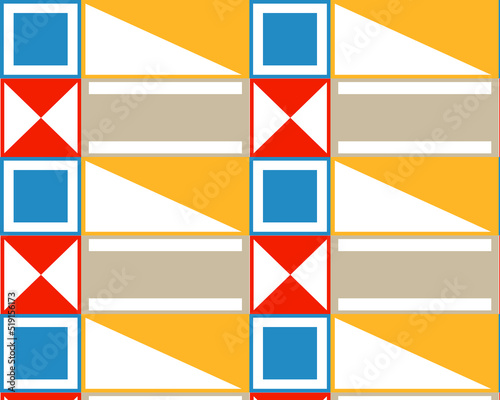 Bauhaus geometric pattern abstract background, vector circle, triangle and square lines colorful art design