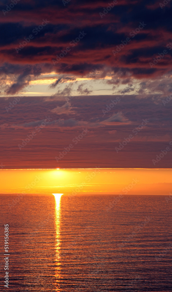 Fototapeta premium Orange sunset, Novia Scotia Canada 
