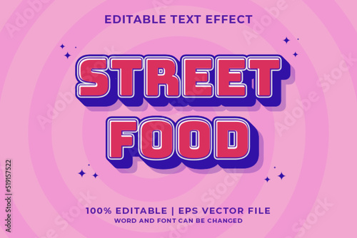 3d Street Food Cartoon Editable Text Effect Premium Vector