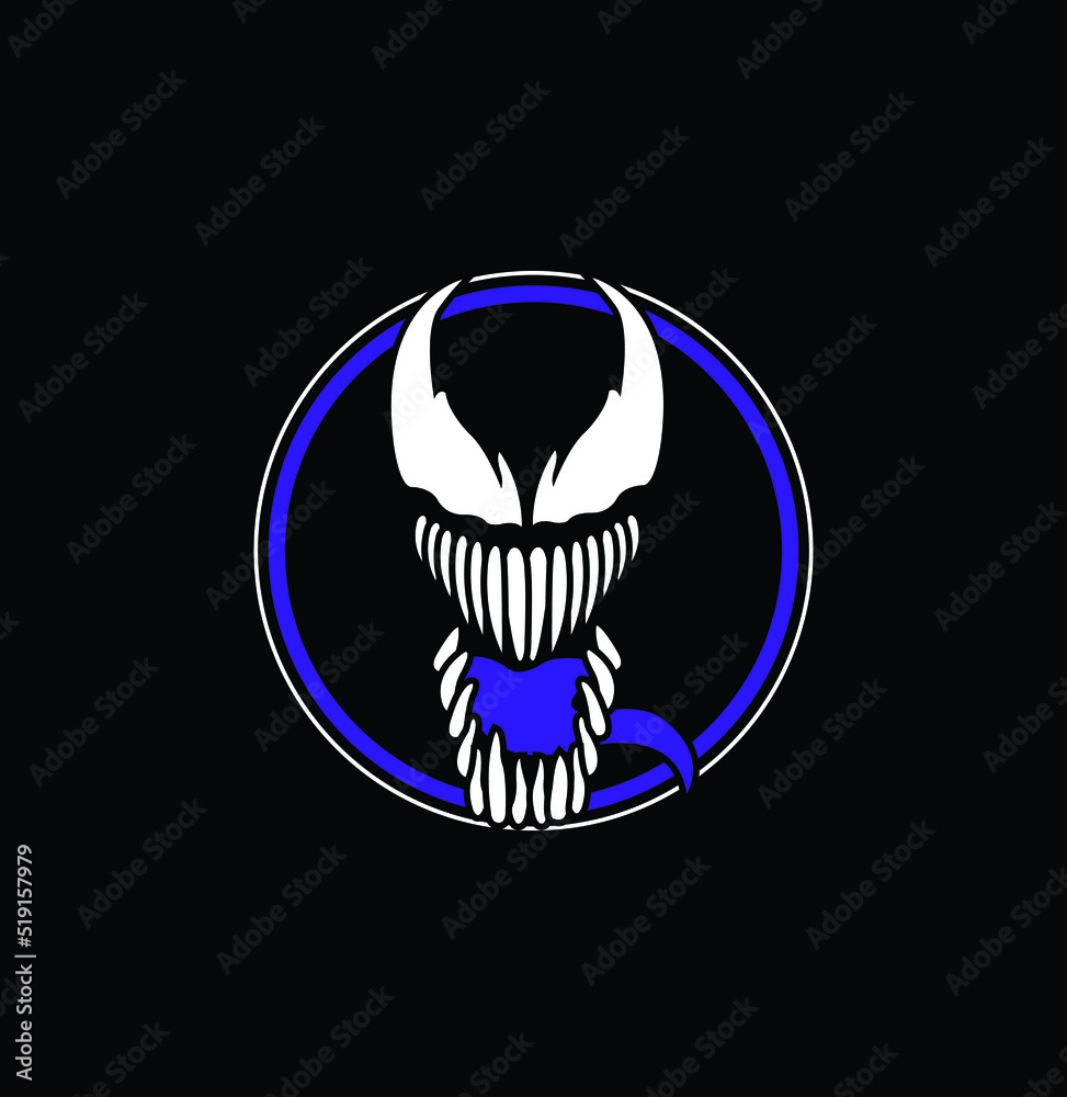 venom illustration for tattoos, poster and t-shirt, venom logo design.