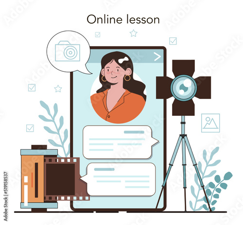 Photography school club online service or platform. Students lerning