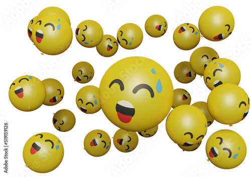 sweat smiling 3d render emoticon or emoji perfect for sosial media  branding  advertisement promotion