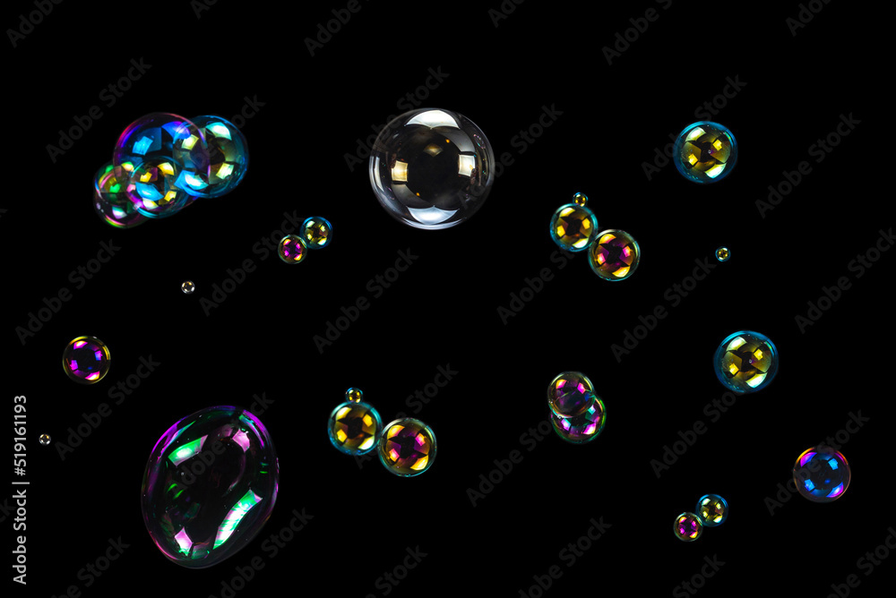 Soap bubbles isolated on a black background Soap bubbles isolated on a black background