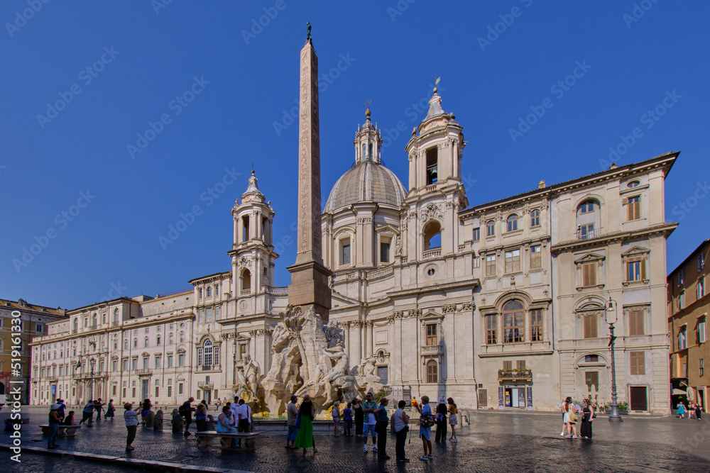 The facade of the church of S. Agnese in Agone in Piazza Navona, Rome