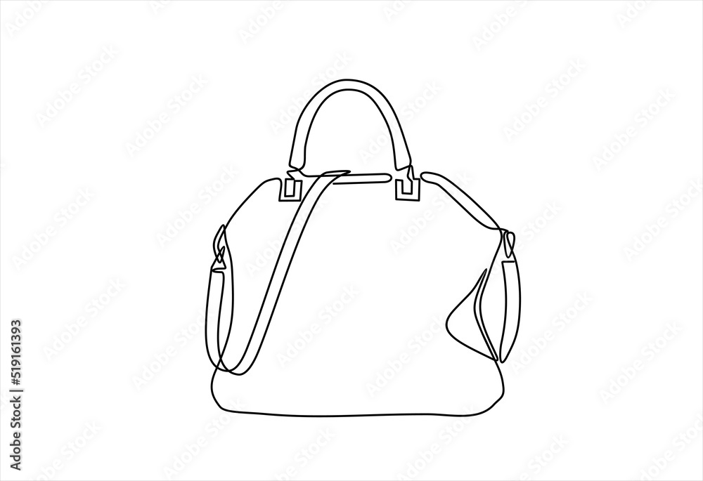 Continuous line, Female leather bag. Continuous line, Female leather bag.