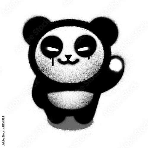 graffiti cute baby panda bear sprayed in black and white