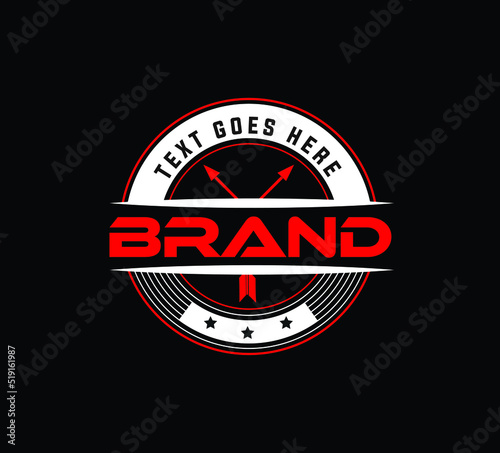 Athletic Club red and white round emblem vector illustration, eps8