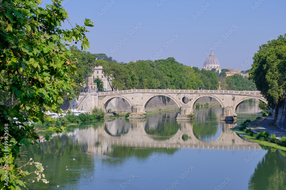 Ponte Sisto bridge on the river Tiber in Rome, Italy