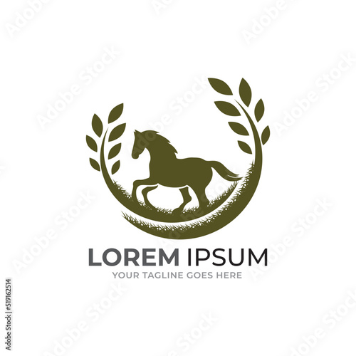 ranch farm horse logo design vector icon symbol.