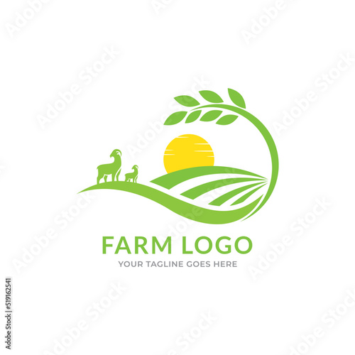 livestock badge large sheep farm minimal vector illustration.