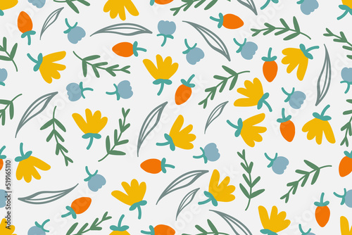 Colorful tiny flower nature doodle pattern