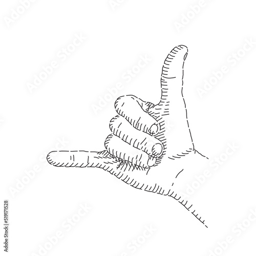 Bosquejo lineal de mano surf, dibujo.