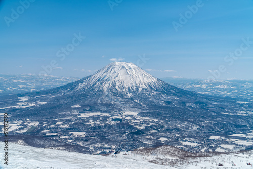 日本 北海道 羊蹄山 雪景色 冬 ニセコ