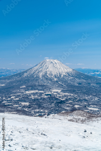 日本 北海道 羊蹄山 雪景色 冬 ニセコ