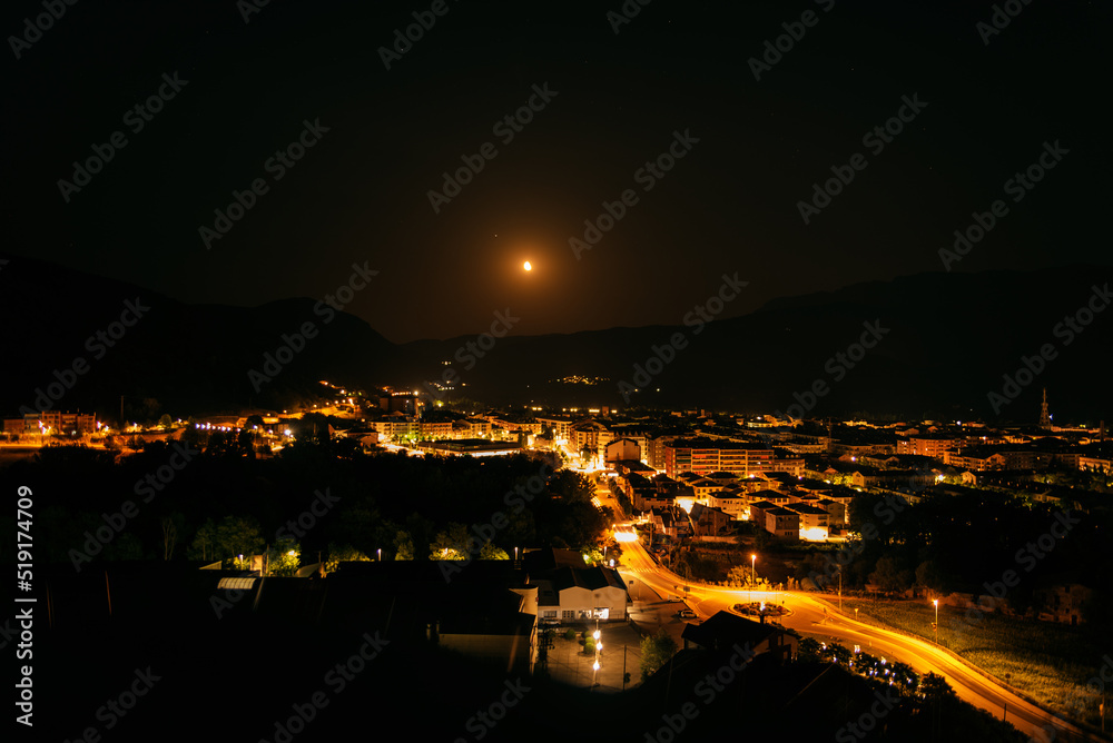 Spanish village at night long exposure