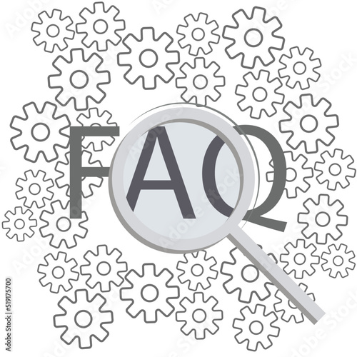 background faq icon with gear and magnifying glass
