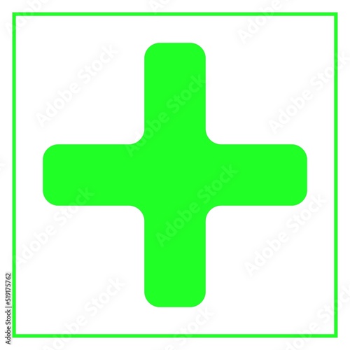cross icon in green on white background